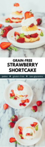 Seriously satisfying grain-free strawberry shortcakes with whipped cream! Options for low-glycemic, paleo, primal, gluten-free, and dairy-free!