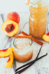 Spiced Peach Drinking Vinegar. An easy, probiotic DIY recipe that's paleo, healthy, gluten-free, dairy-free, whole30