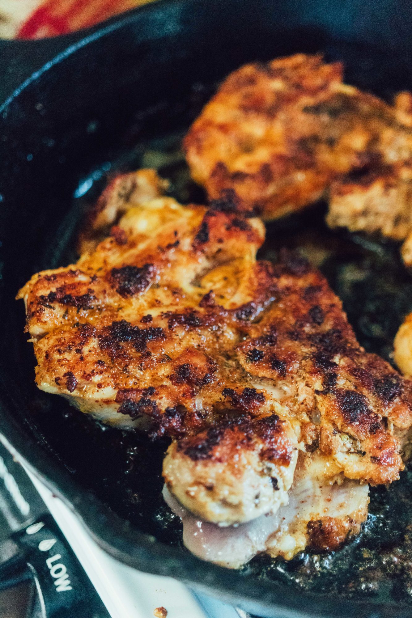 Cast Iron Chicken Thighs, a basic paleo, healthy, gluten-free, dairy-free, whole30 recipe